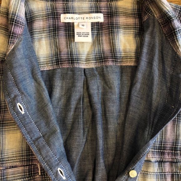 Charlotte Ronson super soft plaid buttondown NWT - Picture 5 of 5